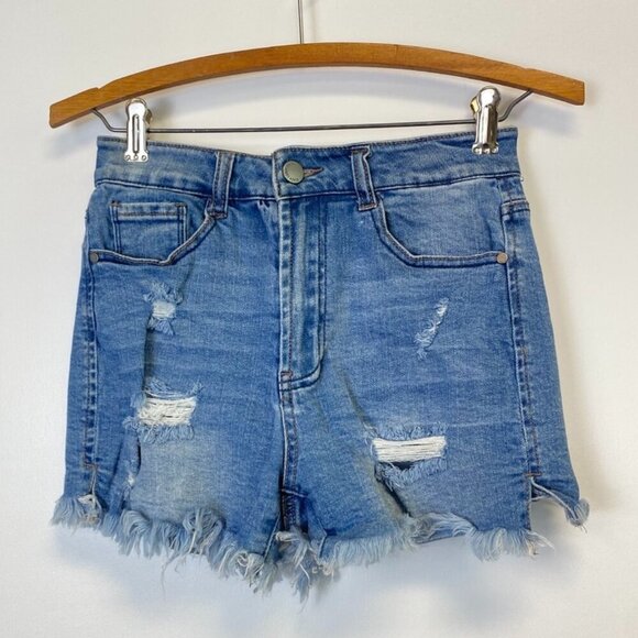 Black Label Distressed Jean Shorts - Picture 1 of 9